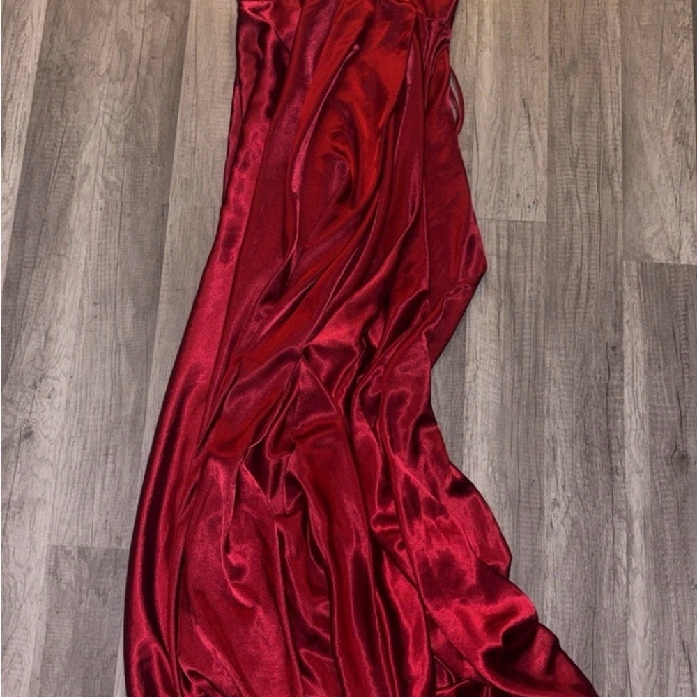 Elegant Red Satin Wedding Dress
